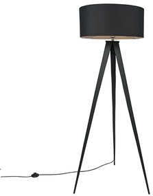 LED Candeeiro de pé inteligente preto com abajur preto incl. Wi-Fi A60 - Ilse Moderno