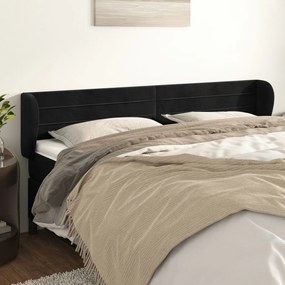 Cabeceira de cama c/ abas veludo 203x23x78/88 cm preto