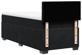 Cama Box Spring com Colchão de Solteiro - Veludo Preto - Com Luzes Led