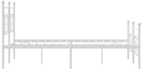Estrutura de cama com cabeceira e pés 180x200 cm metal branco