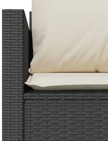 3 pcs conjunto de bistrô com almofadões vime PE preto