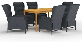 vidaXL 7 pcs conjunto de jantar para jardim cinzento-escuro