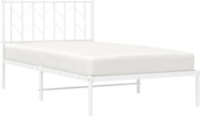 Estrutura de cama com cabeceira 100x190 cm metal branco