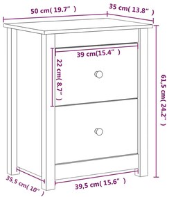 Mesas de cabeceira 2 pcs 50x35x61,5 cm pinho maciço branco