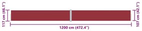 Toldo lateral retrátil 117x1200 cm vermelho