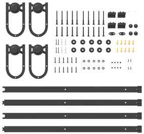 Kit de ferragens para porta deslizante 200 cm aço preto