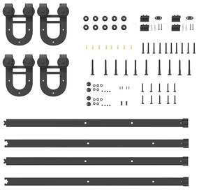 Kit de ferragens para porta deslizante 366 cm aço preto