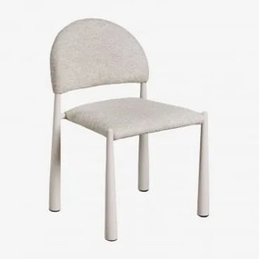 Cadeira De Jantar Estofada Nagore Bouclé Creme Bege - Sklum