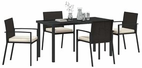 Conjunto de Jantar para Jardim de 5 Peças Preto Rattan Sintético