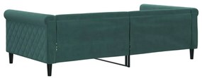 Sofá-cama 100x200 cm veludo verde-escuro