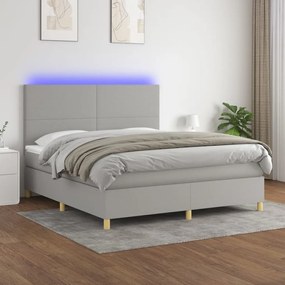 vidaXL Cama box spring c/ colchão e LED 160x200 cm tecido cinza-claro