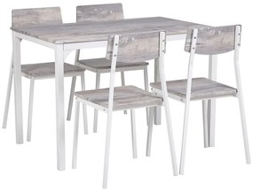 Conjunto de jantar cinzento e branco com 4 cadeiras e mesa 110 x 70 cm BISMARCK Beliani