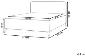 Cama de casal em tecido bouclé creme 160 x 200 cm VALOGNES Beliani