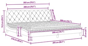 Cama com colchão 200x200 cm veludo cinzento-escuro