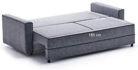 Sofá-Cama de 3 Lugares Ece – Cinzento – 215 cm x 88 cm x 90 cm