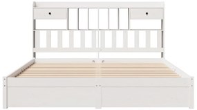 Cama com estante sem colchão 200x200 cm pinho maciço branco