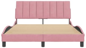 Estrutura de cama c/ cabeceira 140x200 cm veludo rosa