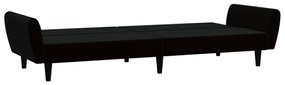 Sofá-cama de 2 lugares veludo preto