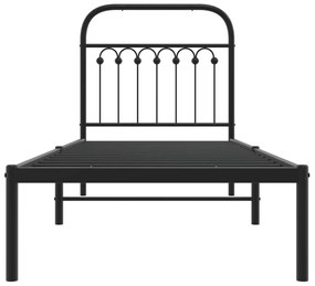 Estrutura de cama com cabeceira 80x200 cm metal preto