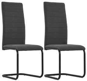vidaXL Cadeiras de jantar cantilever 2 pcs tecido cinzento-escuro