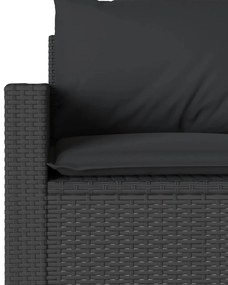 2 pcs conjunto de jantar p/ jardim c/ almofadões vime PE preto