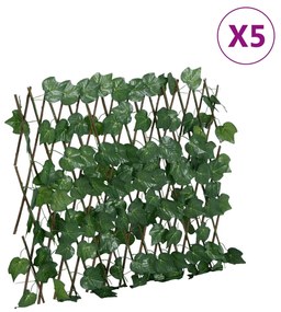 vidaXL Treliça de videira artificial extensível 5 pcs 190x60 cm verde