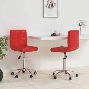vidaXL Cadeiras jantar giratórias 2pcs couro artificial vermelho tinto