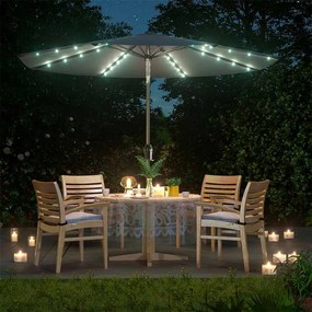Guarda-sol Ø 3 m com iluminação solar LED cinzento