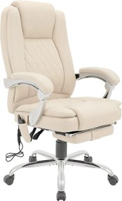 Cadeira de escritório Rubia com função de massagem em couro sintético creme