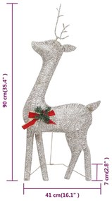 Renas de Natal 6 pcs malha dourado/branco quente