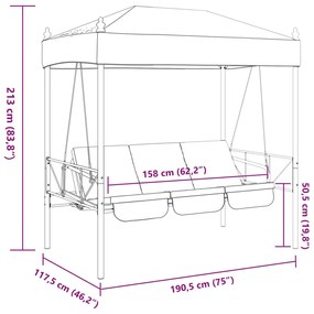 Banco baloiço para jardim com toldo aço areia