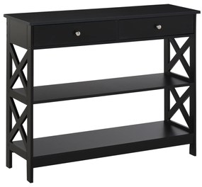 HOMCOM Consola de Entrada com 2 Gavetas e 2 Prateleiras Inferiores Mobiliário Moderno Base Elevada Anti-Inclinação 100x30,5x80 cm Preto