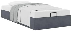 Otomano Bed Frame No Colchão Cinzento Escuro 80x200 cm Veludo