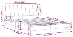 Cama com colchão 120x200 cm veludo preto