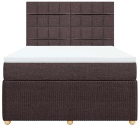 Cama com molas/colchão 160x200 cm tecido castanho-escuro