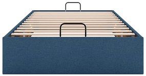 Estrutura de cama otomana sem colchão 100x200 cm tecido azul
