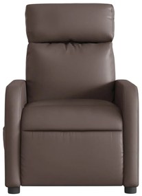 Poltrona massagens reclinável elétrica couro artif. castanho