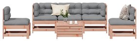 vidaXL 6 pcs conj. lounge jardim c/ almofadões madeira douglas maciça