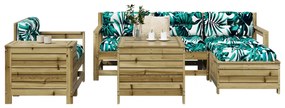 7 pcs conjunto sofás jardim madeira de pinho impregnada