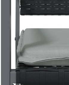 3 pcs conjunto de jantar p/ jardim c/ almofadões vime PE e aço