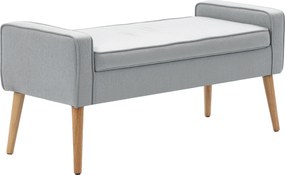 HOMCOM Banco de Armazenamento Estofado em Linho com Tampa Abatível e Pés de Madeira 120x45x54 cm Cinza Claro | Aosom Portugal