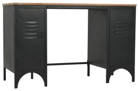 Secretária pedestal duplo madeira abeto maciça aço 120x50x76cm
