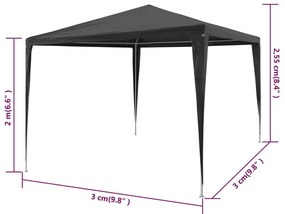 Tenda para festas 3x3 m PE antracite
