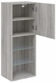 Móvel de TV com luzes LED 40,5x30x102 cm cinzento sonoma