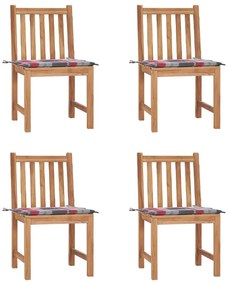 vidaXL Cadeiras de jardim c/ almofadões 4 pcs madeira de teca maciça
