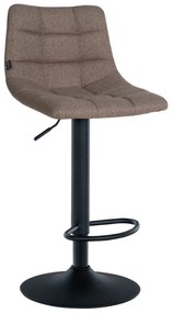 Banco de bar Jerry em tecido com estrutura preta 87-108,5 x 43 x 46,5 cm Castanho acinzentado