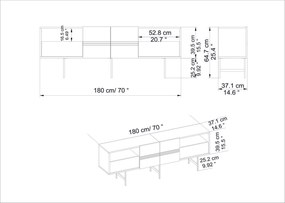 Móvel TV Derin – Preto Mármore – 180 cm x 64,7 cm x 37,1 cm