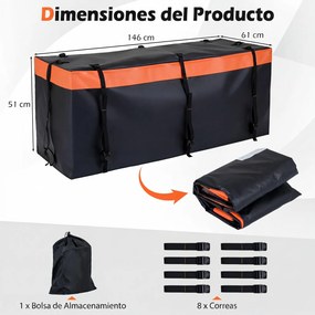 Organizador de porta-bagagens para carro, 146 x 61 x 51 cm, dobrável, tecido impermeável, com correias de fixação, saco de carga, porta-bagagens exter