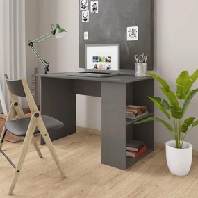 vidaXL Secretária 110x60x73 cm contraplacado cinzento brilhante