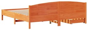 Cama sem colchão 200x200 cm pinho maciço castanho-mel